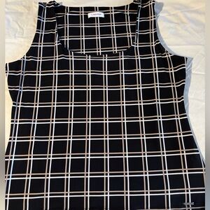 Calvin Klein Black and White and Tan Checkered Tank Top  Plus size 2X